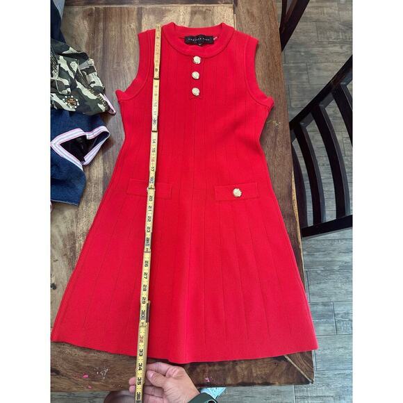 Endless Rose Women's Red Shank Button Knit Crew Neck Mini Dress Size Medium - Picture 8 of 9